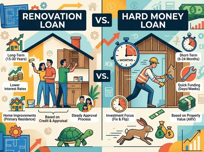 renovation loan vs hard money loan